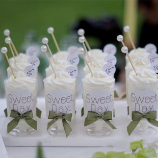 珍珠签水果签清新绿色婚礼甜品台装饰生日派对水果签棒棒糖装扮