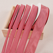 红色英伦格子缎带手工DIY发饰鲜花烘焙包装蝴蝶结丝带