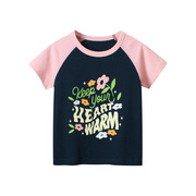 夏款韩版纯棉童装女童字母短袖，t恤儿童，卡通服装宝宝圆领薄款上衣