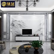 新中式电视背景墙瓷砖现代简约微晶石影视墙，大理石背景墙装饰边框