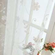 白色窗帘纱帘窗纱欧式客厅阳台布料绣花高档卧室家用定制装饰隔断