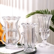 网红欧式高脚玻璃花瓶奢华电镀金色客厅，茶几装饰摆件插鲜花仿真花