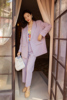断码 西装派对 法式小众香芋紫双排扣宽松西装+高腰直通长裤套装