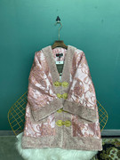 棉袄粉色刺绣2022年复古唐装，女装中国风冬装，外套棉服设计感