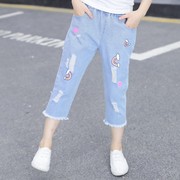 女’童牛仔裤20237夏季韩版七分裤，十岁女孩夏天薄款儿.&;.;