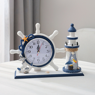 地中海钟表创意时钟摆台摆放式，桌面摆件客厅卧室静音家用台式座钟