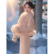 小香风毛毛拼接2023冬季韩式千金名媛高端外套半身裙两件套女