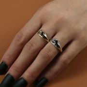 欧美跨境电商欧美可爱森林系兔子开口戒指合金套装女戒指1件套装
