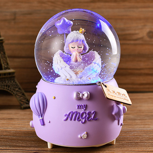 女神节礼物水晶球，音乐盒八音盒飘雪儿童生日礼物女孩，女生女童公主