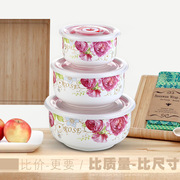 陶瓷保鲜碗三件套波冰炉饭盒，箱密封盒水果盒泡面碗保鲜微盒便当盒