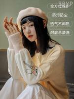 秋冬袖套女长款工作，防脏套袖可爱时尚羽绒服，护袖学生保暖手套