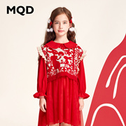 新年系列MQD女童套装2023春儿童红色拜年服中国风连衣裙