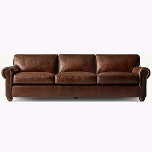 美式皮艺沙发 头层牛皮全皮 客厅创意个性简约沙发组合整装 三位