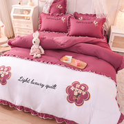 小仙女风刺绣被套纯棉四件套，公主风床裙，全棉床单被套床笠网红被罩