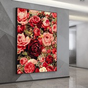 DIY数字油画大幅花卉定制大尺寸填色客厅玄关手绘油彩玫瑰花装饰
