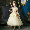 小女孩贝儿公主裙洋气女童，短袖黄色连衣裙夏季纯色儿童走秀服装