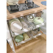 抽屉碗架橱柜内置家用厨房餐具盘子分隔抽拉式置物筐放碗碟收纳架