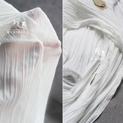 雪纺不规则压褶皱透视垂顺白纱，布料时装创意，设计师服装化纤面料