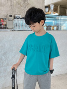 男童T恤短袖纯色2022夏装 儿童韩版体恤潮大童装薄款上衣