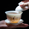 张丽娇德化白瓷茶具套装家用y手绘羊脂玉陶瓷茶杯会客功夫茶壶盖