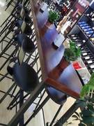 美式复古实木吧台桌椅组合咖啡厅奶茶店铁艺家用靠墙高脚长条桌椅