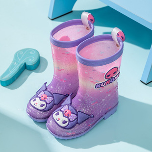 库洛米儿童雨鞋女童水晶雨靴，幼儿园可爱卡通小童，防滑防水胶鞋女孩