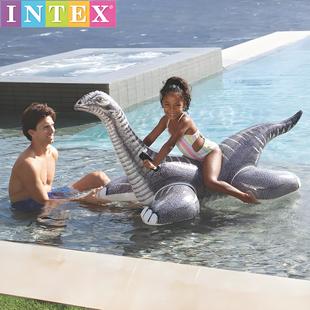 INTEX大雷龙游泳圈大恐龙充气坐骑成人儿童浮床水上泳池漂浮玩具