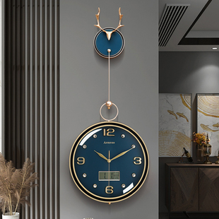 轻奢艺术挂钟摆钟个性创意，钟表家用客厅吊钟万年历(万年历)时钟石英钟
