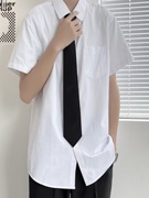 夏季白色短袖衬衫男dk制服西裤套装五分袖衬衣正装毕业装班服一套