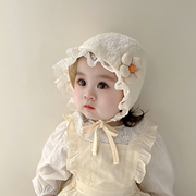 秋冬季婴儿帽子时尚洋气花朵，女宝宝套头帽，婴幼儿童加绒保暖宫廷帽