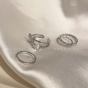 精致高级感蝴蝶戒指套装女轻奢，小众设计感指环，时尚微镶叠戴食指戒