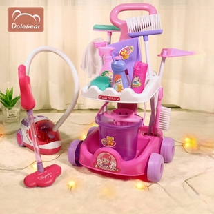 儿童扫地玩具扫把簸箕套装，拖把小女孩过家家吸尘器，清洁工具手推车