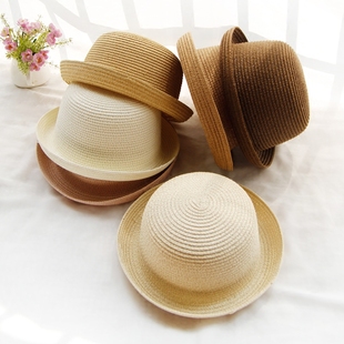 太阳帽女编织草帽，夏天帽子圆顶韩版亲子礼帽户外遮阳帽防晒沙滩帽