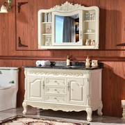 欧式浴室柜组合橡木实木卫浴柜洗手盆陶瓷一体盆定制卫生间洗漱台