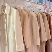 日本制古着vintage复古白色驼色系羊毛羊绒呢手工制中长大衣冬季