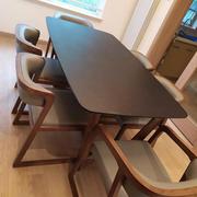 火烧石餐桌椅组合北欧现代简约家用小户型长方形实木火山石吃饭桌