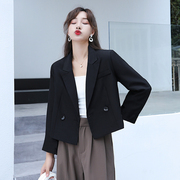 黑色西装小外套女短款气质小个子，春夏设计感小众韩版西服上衣