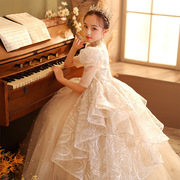 女生时尚公主裙高端礼服蓬蓬裙夏季花孩婚纱钢琴主持人演出服