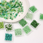 玻璃绿色透明实色圆珠水晶珠车轮珠竹节珠子手工diy手串项链饰品