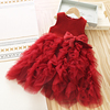 女童红色连衣裙2023冬款宝宝，背心公主裙新年礼服，拜年服儿童装裙子