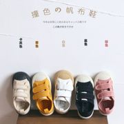 韩版童鞋糖果色低帮儿童帆布鞋魔术贴2024男童女童宝宝饼干鞋