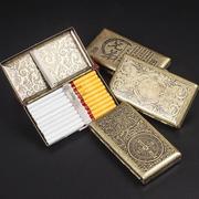 复古青铜烟盒三用20支装细烟盒超薄便携男士创意金属烟夹防压防潮