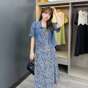 慕翎大码女装早秋装2022年牛仔上衣连衣裙套装微胖妹妹mm显瘦