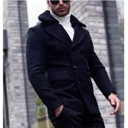 英伦设计男士外套亚马逊秋冬个性毛领大衣男西装外套跨境简约夹克