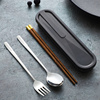 便携餐具木筷子304不锈钢勺子，套装学生餐具，单人筷勺两件套收纳盒