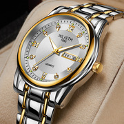 2022手表男士手表防水男表钢带手表双日历石英表时尚手表大表