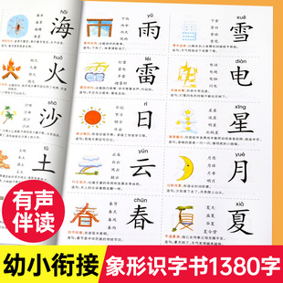 象形识字书1380字幼儿认字神器1200幼儿园大中班，三到六岁幼小衔接教材全套识字大王3000字宝宝早教书籍看图学汉字卡片识字启蒙书