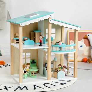 新新木制大房子模型小屋娃娃，公主屋仿真过家家套装豪华别墅玩具包