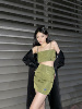 sagnov原创设计性感半身裙，a字辣妹超短裙，吊带套装军绿套装超显白