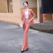 2023秋季 西装时尚气质女神范长袖职业感两件套粉色时尚套装